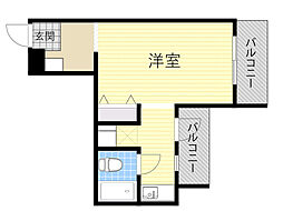 セジュール服部 ワンルームの間取図画像