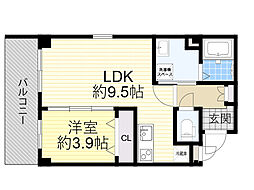 クレールメゾン向丘 1LDKの間取図画像