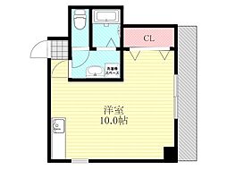 リードハイツ東三国B棟 ワンルームの間取図画像