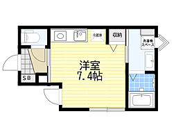 ブランシェ服部 ワンルームの間取図画像