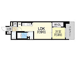 リビオメゾン新大阪 1LDKの間取図画像
