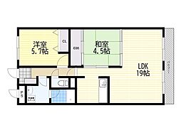 シプレハイツ 2LDKの間取図画像