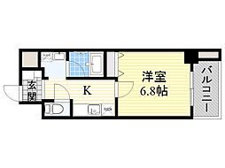 インペリアル豊中服部 1Kの間取図画像