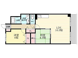 新大阪南愛ビル 2LDKの間取図画像