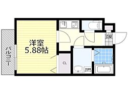 プレミール石橋 1Kの間取図画像