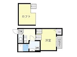 ハーモニーテラス上池田 1Kの間取図画像