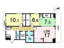 キャッスルハイツ長良平和通 3LDKの間取図画像