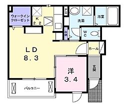 グッド・スピードB 1LDKの間取図画像