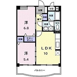 ヴェルドミールS 2LDKの間取図画像