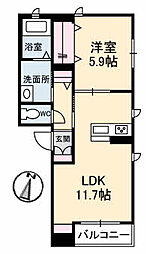 グランベレオ手城 1LDKの間取図画像