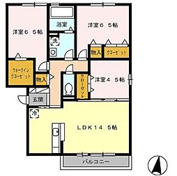 グランドール南手城 3LDKの間取図画像