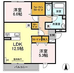 グッディ2 2LDKの間取図画像