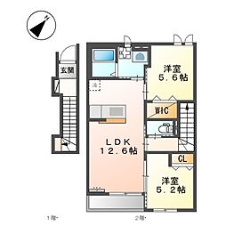 メゾンリッシュ 2LDKの間取図画像