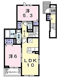 エクイティ2 2LDKの間取図画像