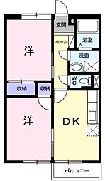 エステート高木 2DKの間取図画像