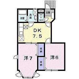 アール・ド・ヴィーヴルA 2DKの間取図画像