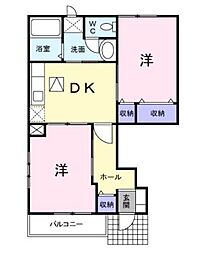 ラ・フォーレ南丘B 2DKの間取図画像