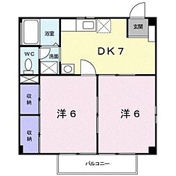 ジョイフルシティB 2DKの間取図画像