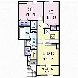 ル・メリディアンE 2SLDKの間取図画像