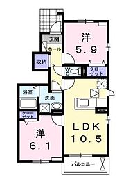 エルカミーノA 2LDKの間取図画像