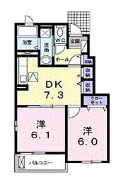 グラン・ジュテ 2DKの間取図画像