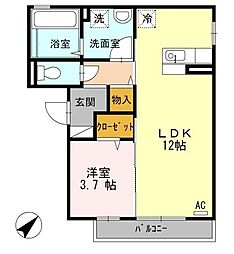 プルミエール 1LDKの間取図画像