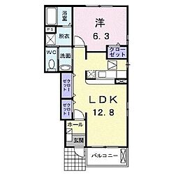 グレイスフルケイプB 1LDKの間取図画像
