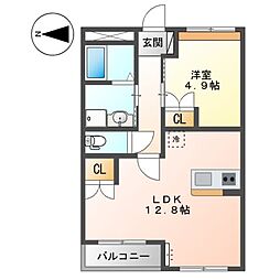 クレールデュイル 1LDKの間取図画像