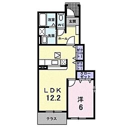 コントラーダB 1LDKの間取図画像