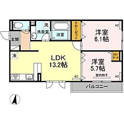アンシャンテ 2LDKの間取図画像