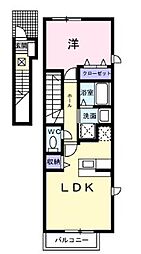 アプローズ2 1LDKの間取図画像