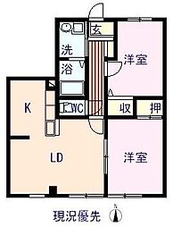 フォブール深坂 2LDKの間取図画像