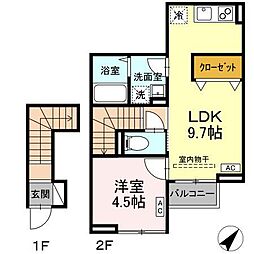 Dーroom内山V 1LDKの間取図画像