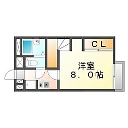 レオパレスエスポアール2番館 1Kの間取図画像