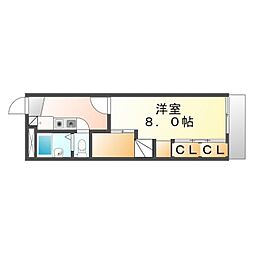 レオパレスサンシャイン尾道 1Kの間取図画像