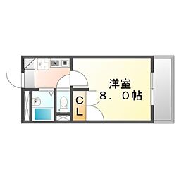 レオパレス沖野上PART2ミヤマ 1Kの間取図画像