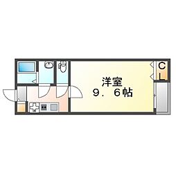 レオネクストウィステリア沖野上 1Kの間取図画像