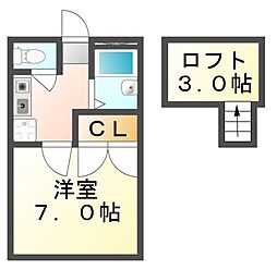 レオパレス秋桜 1Kの間取図画像