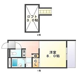 レオパレスニューシルバーレジデンスグレースフジ1 1Kの間取図画像