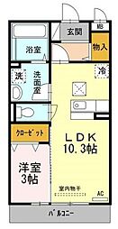 ノールリヴィエールドゥ 1LDKの間取図画像