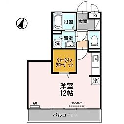 リファルジェント泉D ワンルームの間取図画像