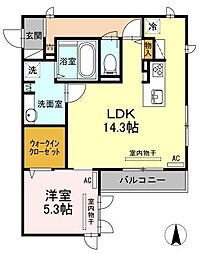 メルヴェーユ 1LDKの間取図画像