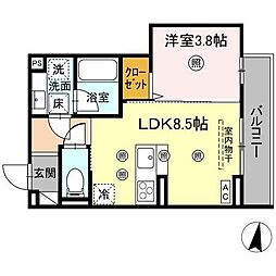 D-residence東深津町3丁目 1LDKの間取図画像