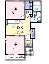 ロックフィールド3 2DKの間取図画像