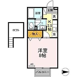 セジュール桜馬場 1Kの間取図画像