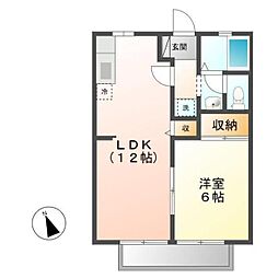 ビーライン新涯A 1LDKの間取図画像