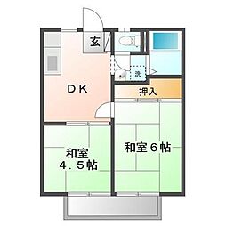 ファミール・リラC 2DKの間取図画像
