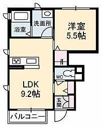シルフィード山波A 1LDKの間取図画像