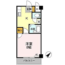 エクセル春日 1Kの間取図画像