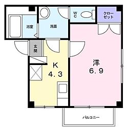 アムールF 1Kの間取図画像